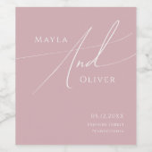 Whimsical Script | Dusty Roos Wedding Wijn Etiket (Enkel label)