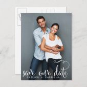 WHIMSICAL SCRIPT FOTO BEWAREN ONZE DATUM BRIEFKAAR AANKONDIGINGSKAART (Voorkant / Achterkant)