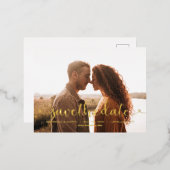 Whimsical Script Foto Huwelijk Save the Date Folie Uitnodiging Briefkaart (Voorkant / Achterkant)