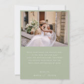 Whimsical Script | Foto Sage Green Flat Bedankkaart (Achterkant)
