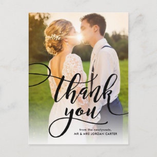 Whimsical Script Full Photo Weddenschap Hartelijk Briefkaart