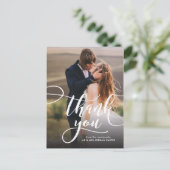 Whimsical Script Full Photo Weddenschap Hartelijk Briefkaart (Staand voorkant)