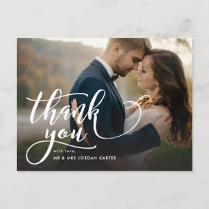 Whimsical Script Full Photo Weddenschap Hartelijk Briefkaart