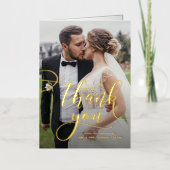 Whimsical Script Full Photo Weddenschap Hartelijk Folie Wenskaart (Voorkant)