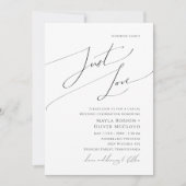Whimsical Script Gewoon Liefde Foto Bruiloft Kaart (Voorkant)