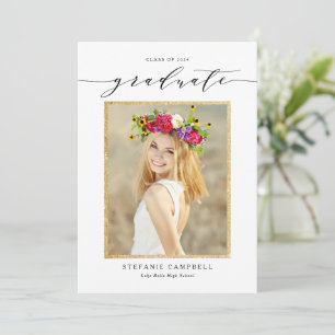 Whimsical Script Glitter Afstudeerklas 2026 Aankondiging