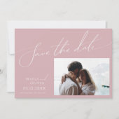 Whimsical Script | Horizontaal Roos in puin Save The Date (Voorkant)