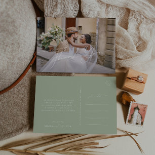 Whimsical Script   Horizontale foto Sage Dank u Briefkaart