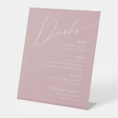 Whimsical Script | Menu Stusty Roos Wedding Drinke Reclamebord Met Voetstuk (Voorkant)