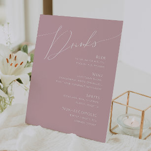 Whimsical Script Menu Stusty Roos Wedding Drinke Reclamebord Met Voetstuk
