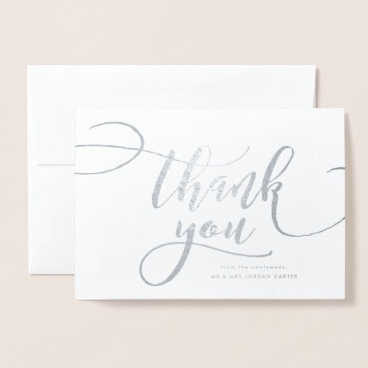 Whimsical Script met foto bruiloft Folie Dank u Folie Kaarten (Voorkant met envelop)
