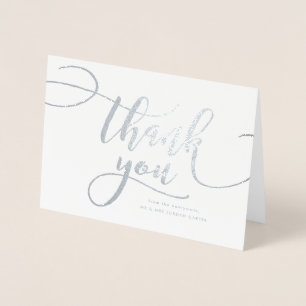 Whimsical Script met foto bruiloft Folie Dank u Kaarten