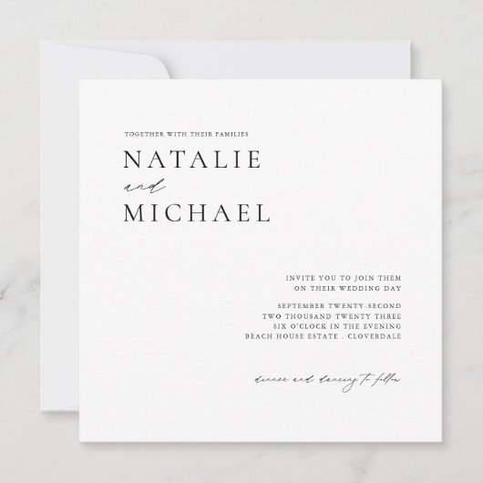 Whimsical Script Modern Minimalist Square Weddensc Kaart (Voorkant)
