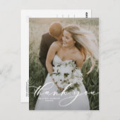 Whimsical Script Overlay Photo Weddenschap Bedankt Briefkaart (Voorkant / Achterkant)