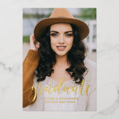 Whimsical Script Photo Gradution Party Gold Folie Uitnodiging (Voorkant)
