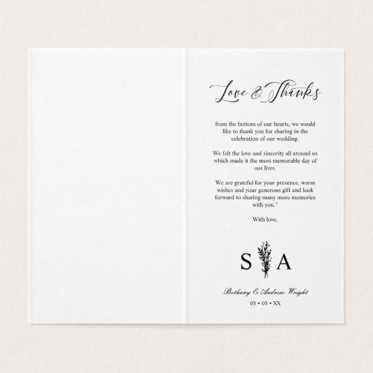 Whimsical Script Photo Romantic Botanical Branches (Inside Unfolded)