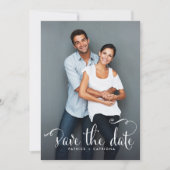 Whimsical Script Photo Save the Date Aankondiging (Voorkant)