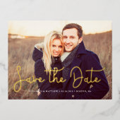 Whimsical Script Photo Wedding Save the Date Folie Uitnodiging Briefkaart (Voorkant)