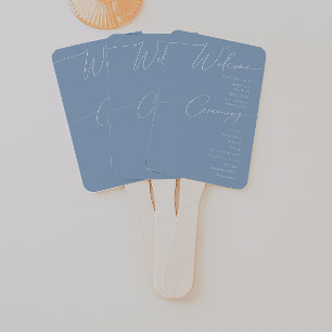 Whimsical Script Programma Dusty Blue Wedding Handwaaier