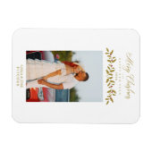 Whimsical Script Quote Foto Kerstserie Gold Magneet (Horizontaal)