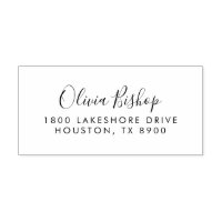 Whimsical Script Return Address Rubber Stamp