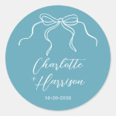 Whimsical Script Ribbon Border Wedding Ronde Sticker (Voorkant)