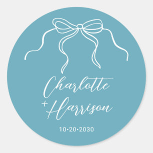 Whimsical Script Ribbon Border Wedding Ronde Sticker