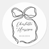 Whimsical Script Ribbon Border Wedding Ronde Sticker (Voorkant)