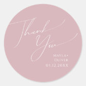 Whimsical Script | Roos Bedankt voor je bruiloft Ronde Sticker (Voorkant)