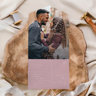 Whimsical Script Roos Casual Fotozegel en Verzen All In One Uitnodiging