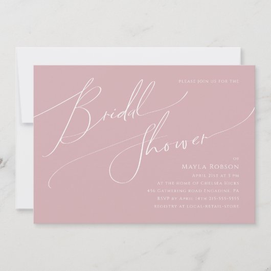 Whimsical Script | Roos horizontaal Vrijgezellenfe Kaart (Voorkant)