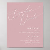 Whimsical Script Roze Stof Signature Dranken Bordj Poster (Voorkant)