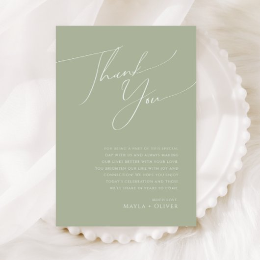 Whimsical Script | Sage Green 5"x7"-dank voor uw k