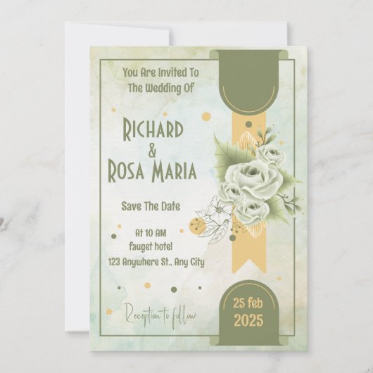 Whimsical Script | Sage Green Casual Wedding Kaart (Voorkant)