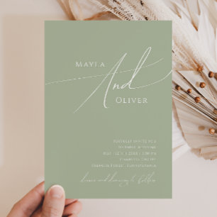 Whimsical Script Sage Green Casual Wedding Kaart