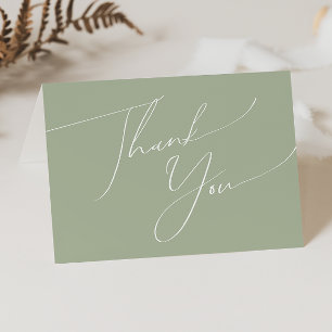 Whimsical Script Sage Green Folded Bedankt Card