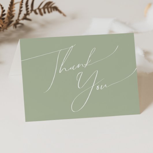 Whimsical Script Sage Green Folded Bedankt Card
