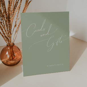 Whimsical Script Sage Green Kaarten en Gifts Reclamebord Met Voetstuk