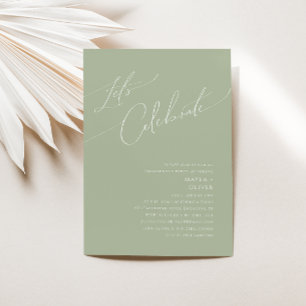 Whimsical Script   Sage Green Let's Celebrate Kaart