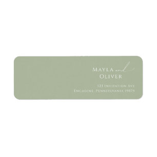 Whimsical Script   Sage Green Return-adreslabel Etiket