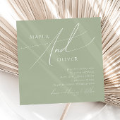 Whimsical Script | Sage Green Square Wedding Kaart