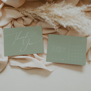 Whimsical Script   Sage Green Wedding Bedankt Briefkaart