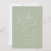 Whimsical Script | Sage Green Wedding Brunch Kaart (Voorkant)