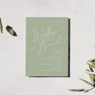 Whimsical Script   Sage Green Wedding Brunch Kaart