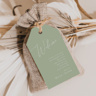 Whimsical Script | Sage Green Wedding Welcome Cadeaulabel