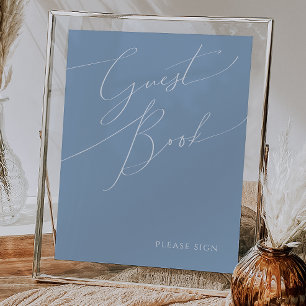 Whimsical Script Stustboek Blauw-gastboek Poster