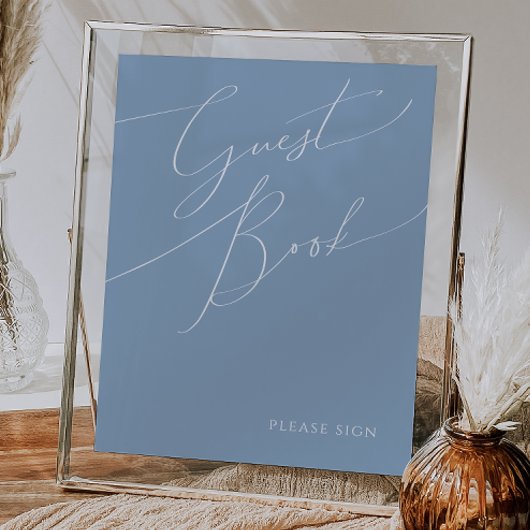Whimsical Script | Stustboek Blauw-gastboek Poster