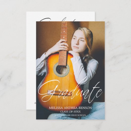 Whimsical Script Typography Afstuderen High School Kaart (Voorkant / Achterkant)