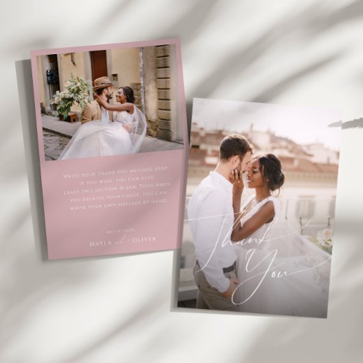 Whimsical Script | Vetfoto van Roos Bedankkaart