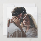 Whimsical Script | Zwart-plein fotoweddenschap Kaart (Voorkant)